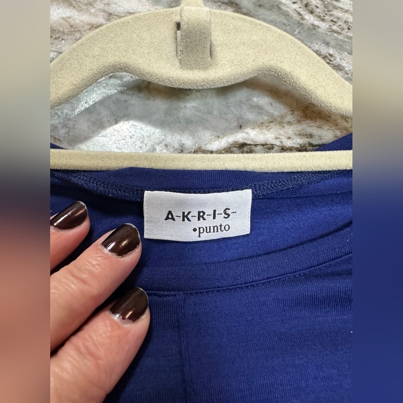 A-K-R-I-S PUNTO size 6 blue color long sleeve round neck women's blouse - Picture 8 of 12